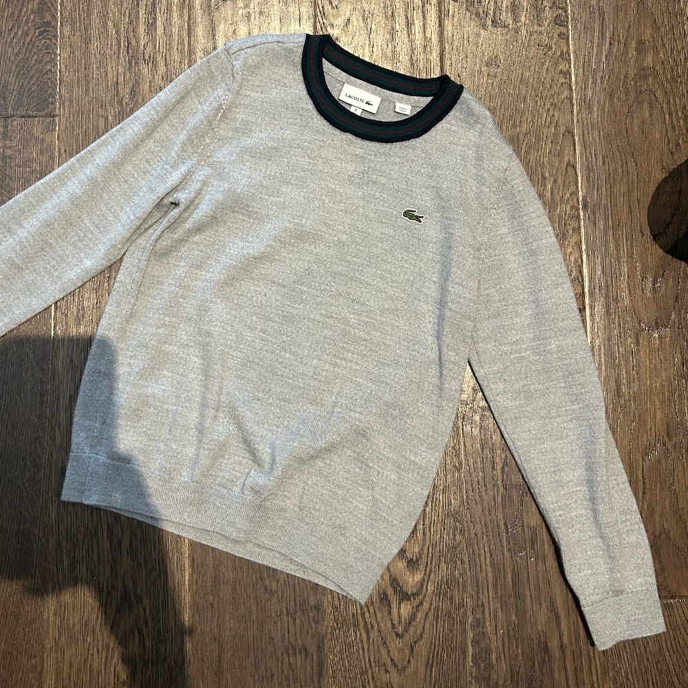 Lacoste Light Gray Kids Sweater with Dark Trim